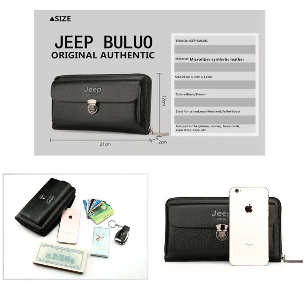 Men's Clutch Bag Long Handbag Split Leather Wallet