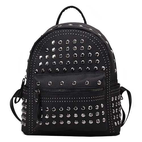 Preppy Leisure Rivet Backpack Solid Shoulder Bag