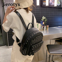 Preppy Leisure Rivet Backpack Solid Shoulder Bag