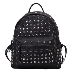 Preppy Leisure Rivet Backpack Solid Shoulder Bag