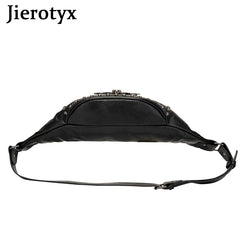 Vintage Skull Rivet Leather Waist Bag Gothic Style