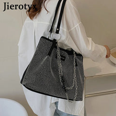 Vintage Gothic Rhinestone Shoulder Tote Bag with Chain
