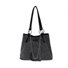 Vintage Gothic Rhinestone Shoulder Tote Bag with Chain