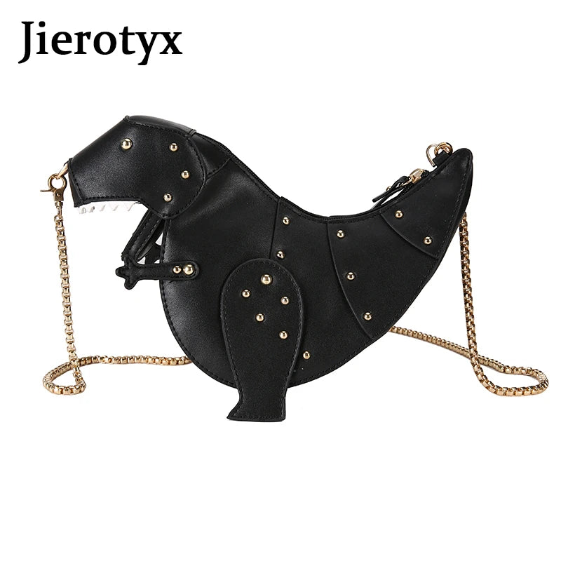 Rivet Dinosaur Leather Crossbody Mini Messenger Bag