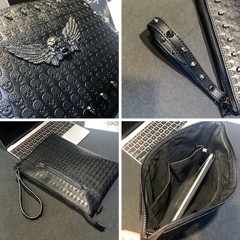 Men Envelope Messenger Bag Angel Skeleton Thin Handbag