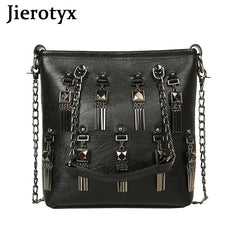 Retro Rivet Tassel Shoulder Bag for Women Chain Small Bag