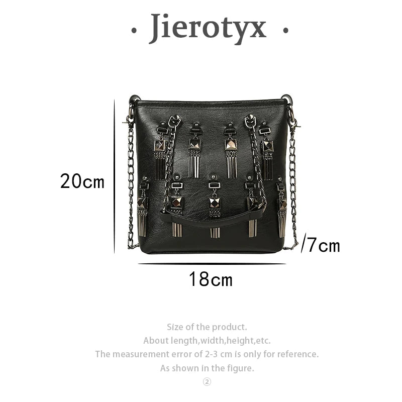 Retro Rivet Tassel Shoulder Bag for Women Chain Small Bag