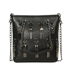 Retro Rivet Tassel Shoulder Bag for Women Chain Small Bag