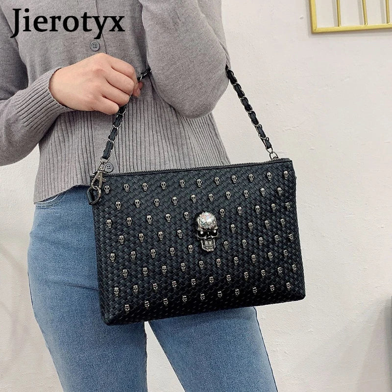 Skull Gothic Coffin Studded Handbag Rivet Crossbody Satchel Shoulder Bag