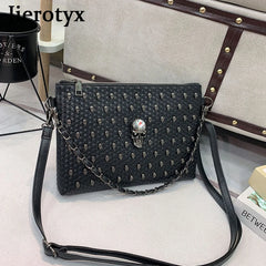 Skull Gothic Coffin Studded Handbag Rivet Crossbody Satchel Shoulder Bag