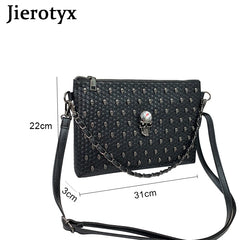 Skull Gothic Coffin Studded Handbag Rivet Crossbody Satchel Shoulder Bag