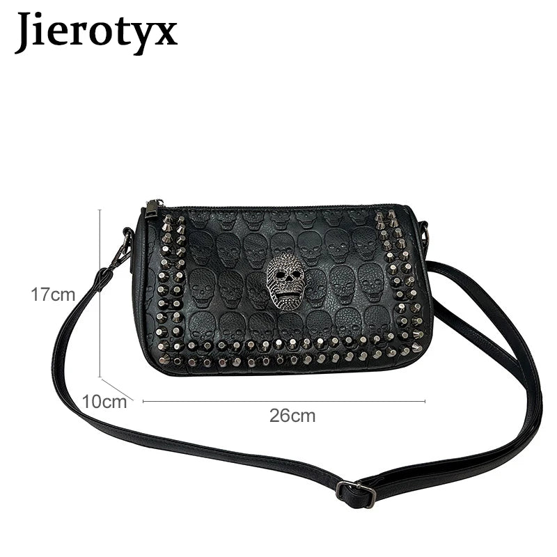 Studded Skull Crossbody Bag Vegan Leather Shoulder Bag