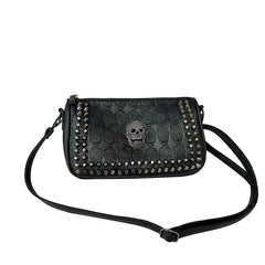 Studded Skull Crossbody Bag Vegan Leather Shoulder Bag