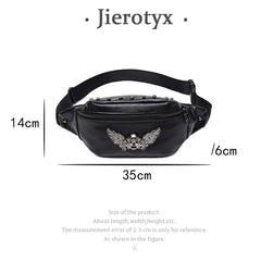 Vintage Skull Rivet Fanny Pack Waist Bag Brown