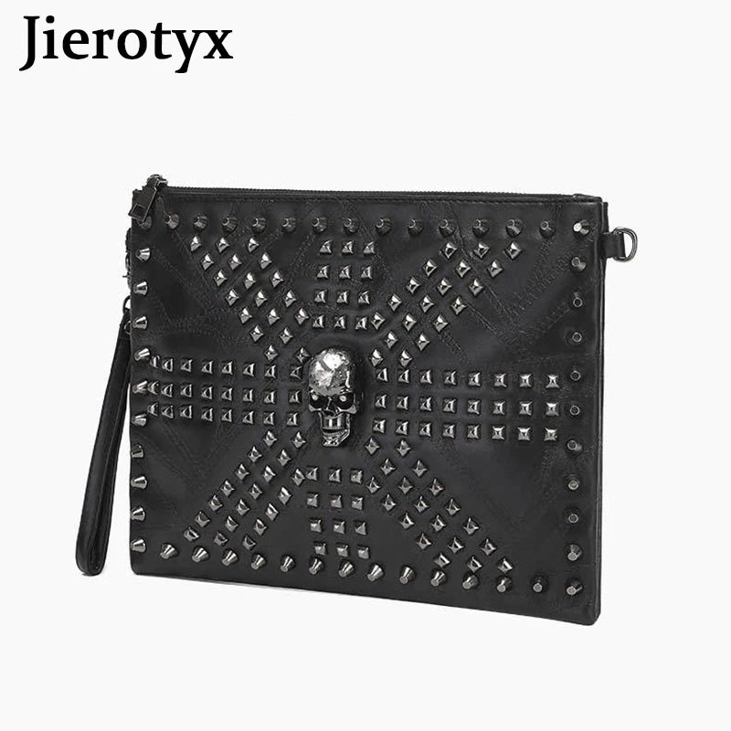 JIETOTYX Skull Cosmetic Bag Rivet Shoulder Bags Toiletry Pencil Case