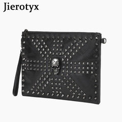 JIETOTYX Skull Cosmetic Bag Rivet Shoulder Bags Toiletry Pencil Case
