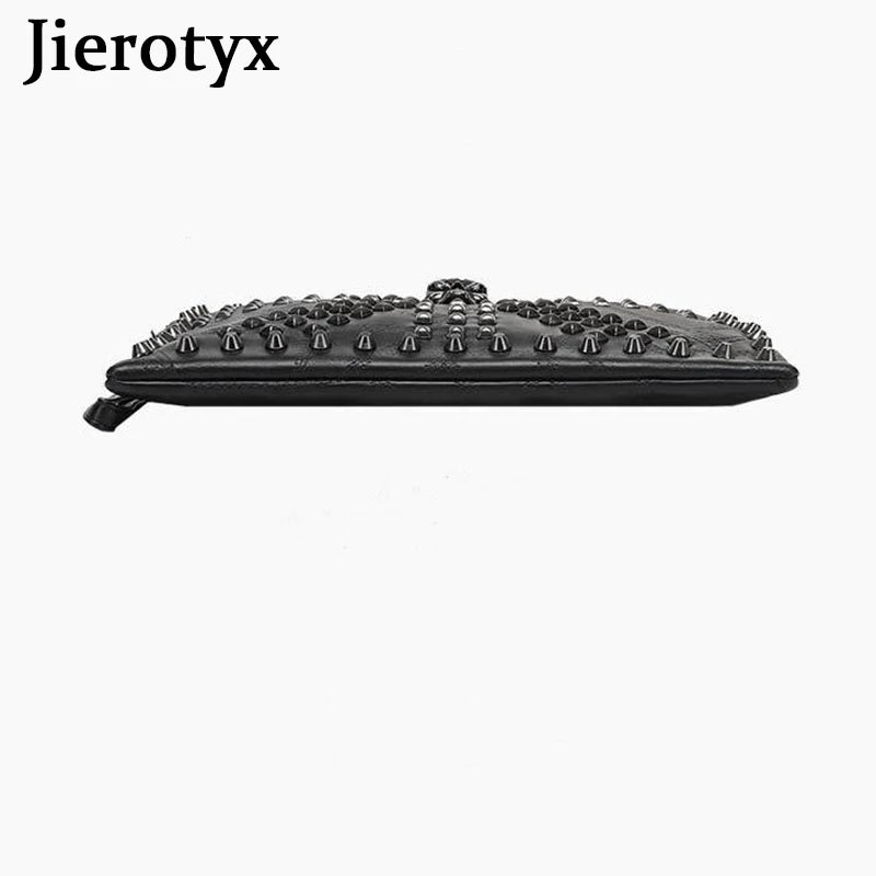 JIETOTYX Skull Cosmetic Bag Rivet Shoulder Bags Toiletry Pencil Case