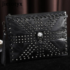 JIETOTYX Skull Cosmetic Bag Rivet Shoulder Bags Toiletry Pencil Case