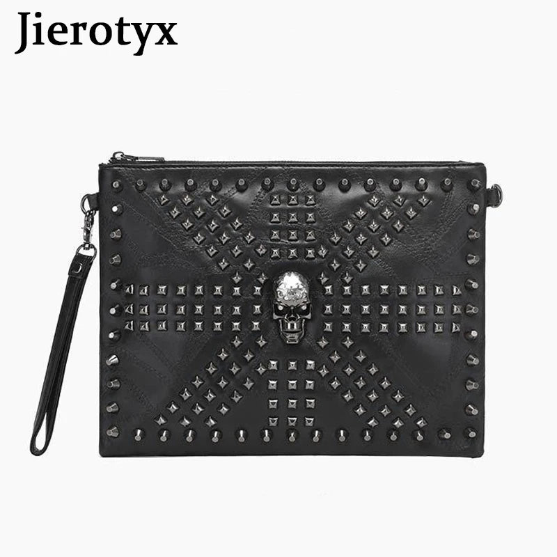 JIETOTYX Skull Cosmetic Bag Rivet Shoulder Bags Toiletry Pencil Case