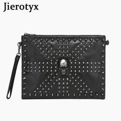 JIETOTYX Skull Cosmetic Bag Rivet Shoulder Bags Toiletry Pencil Case