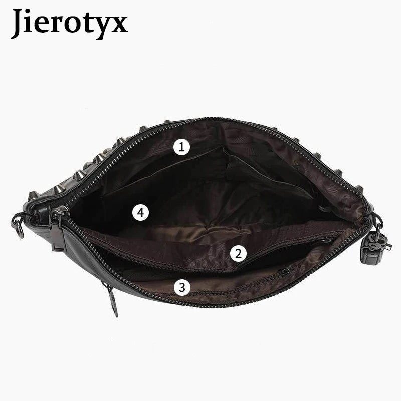 JIETOTYX Skull Cosmetic Bag Rivet Shoulder Bags Toiletry Pencil Case