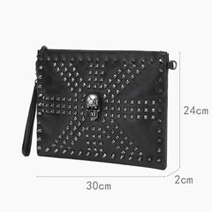 JIETOTYX Skull Cosmetic Bag Rivet Shoulder Bags Toiletry Pencil Case