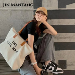 Brands Canvas Tote Letter Shopper Bag Women's Crossbody Bag