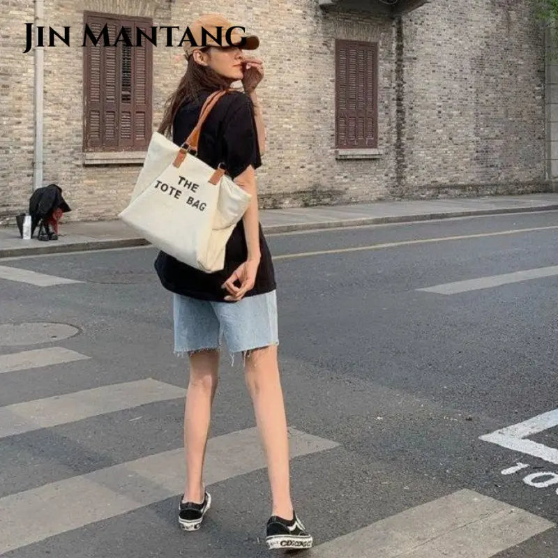 Brands Canvas Tote Letter Shopper Bag Women's Crossbody Bag