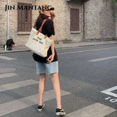 Brands Canvas Tote Letter Shopper Bag Women's Crossbody Bag