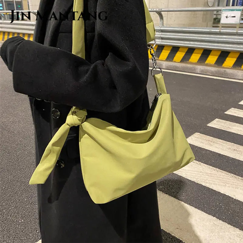 Women's Crossbody Bag with Knotted Chain Straps
