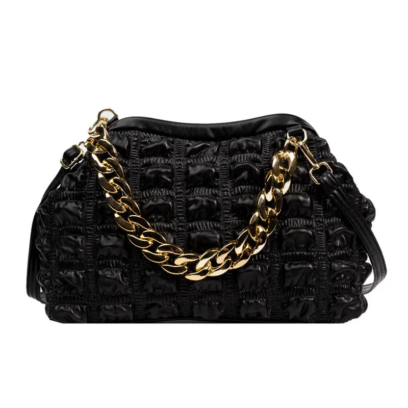 Women Acrylic Chain Handbags Prom Fold Shoulder Bag
