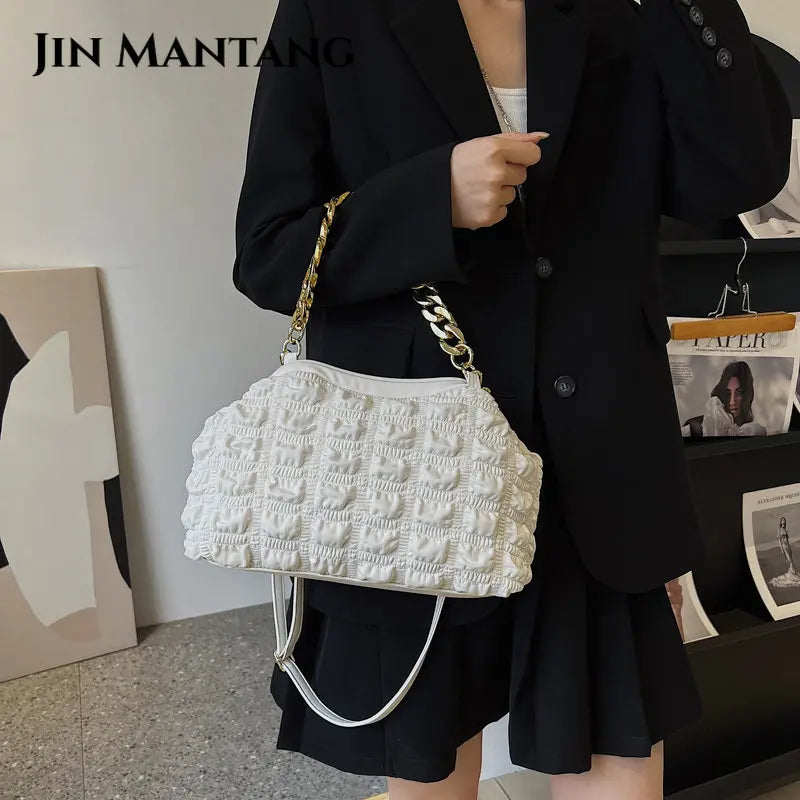 Women Acrylic Chain Handbags Prom Fold Shoulder Bag
