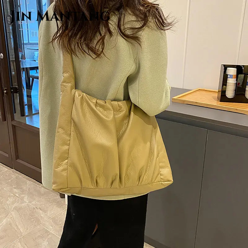 Women Shoulder Bags Soft PU Leather Handbag Casual Lady Totes Large Capacity