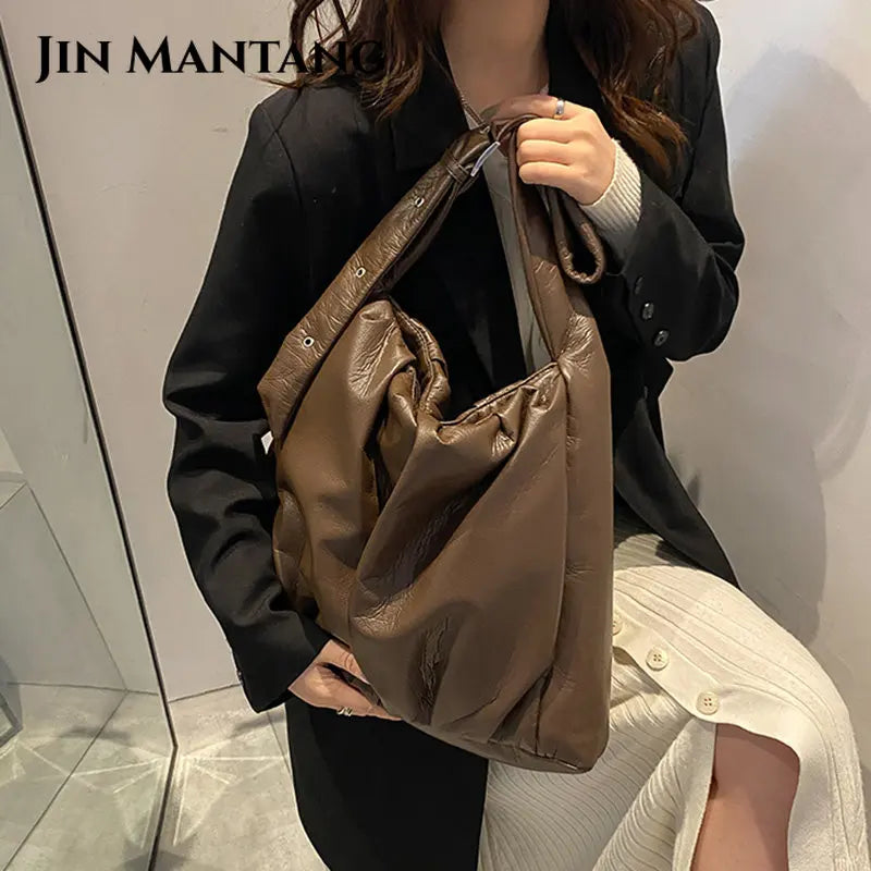 Women Shoulder Bags Soft PU Leather Handbag Casual Lady Totes Large Capacity