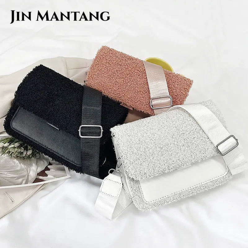 Winter Wool Shoulder Bag Plush Messenger Bags for Women