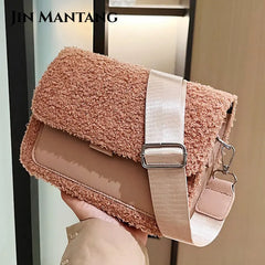 Winter Wool Shoulder Bag Plush Messenger Bags for Women