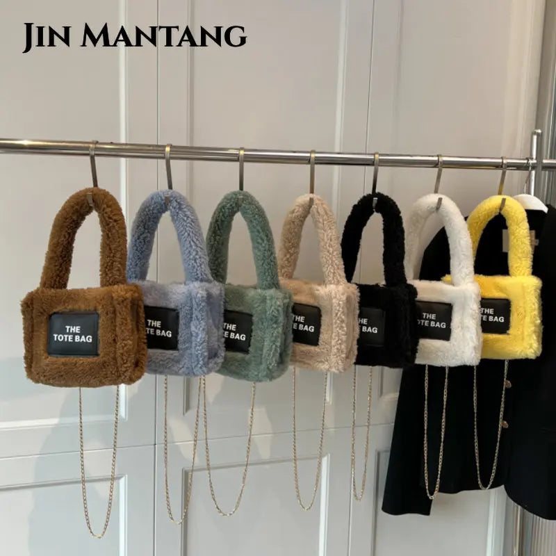 Winter Plush Tote Bags Women Handbags Faux Fur Shoulder Crossbody Bags