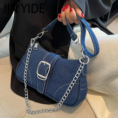 Denim Chain Tote Bag Armpit Bag for Women