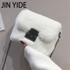 Faux Rabbit Fur Mini Handbag Chain Crossbody Bag