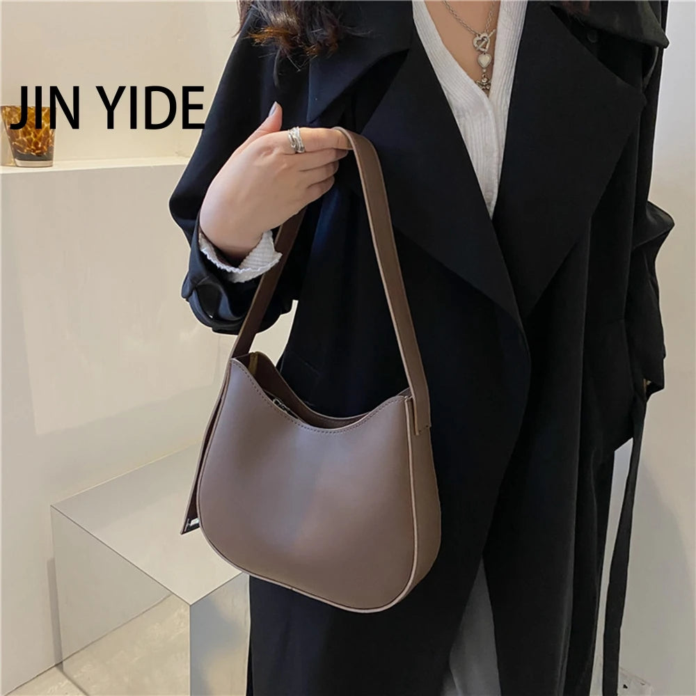 Half Moon Small One Shoulder Bag Ladies PU Leather Handbag Tote