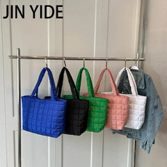 Large Capacity Winter Shoulder Bag Solid Nylon Handbags Cotton Casual Tote Bags