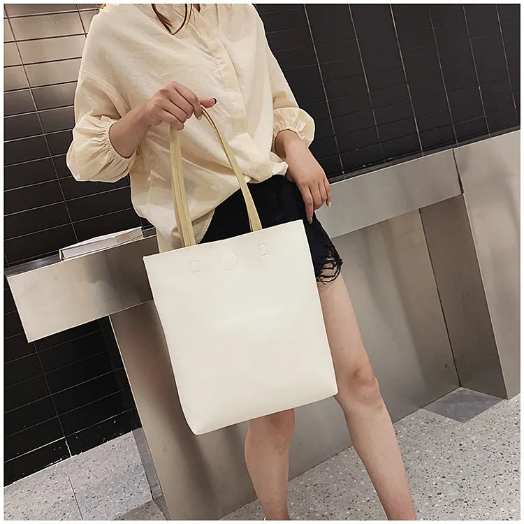 Women's Solid Shoulder Bag Large Capacity Tote Bag