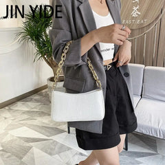 Stone Pattern PU Leather Armpit Bag with Metal Chain Shoulder Handbag