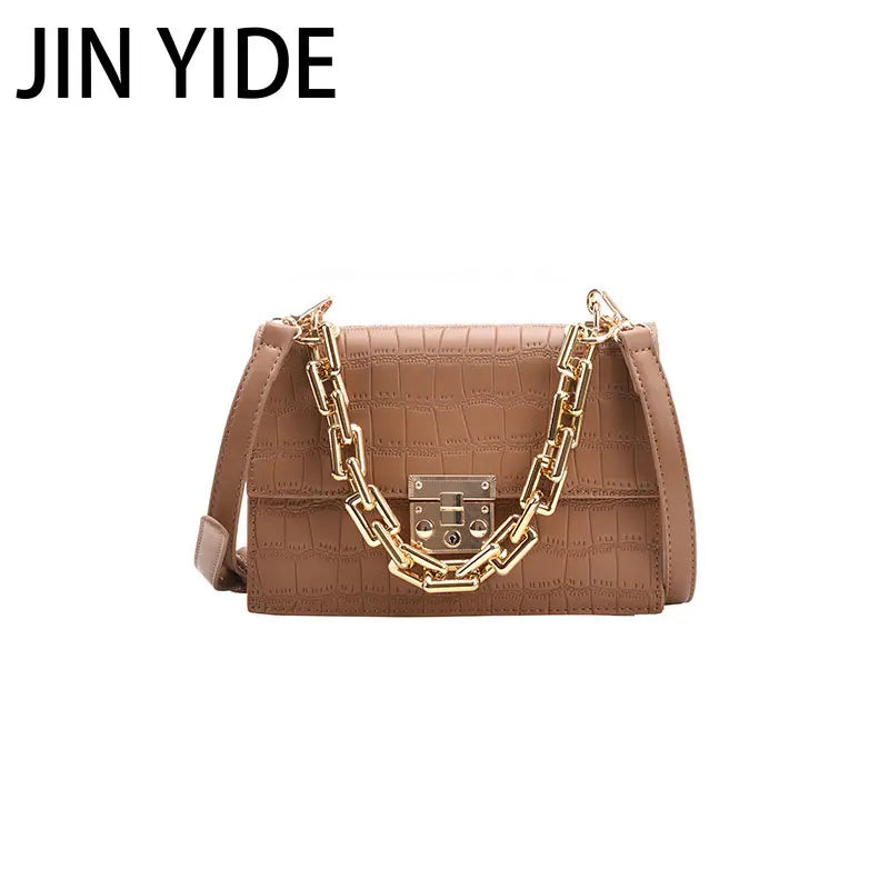 Thick Chain Crossbody Bag Leather Satchel Purse