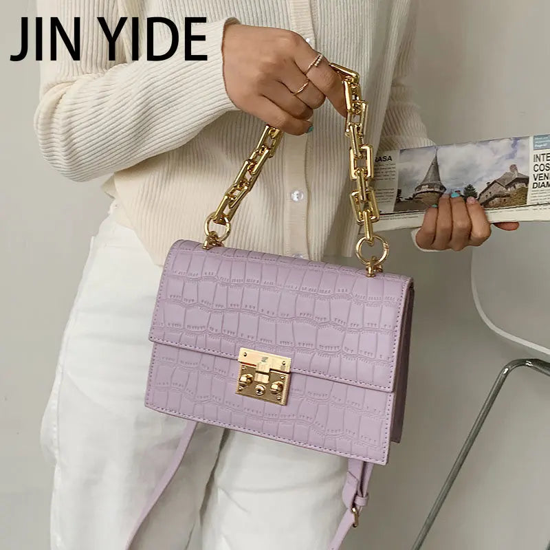 Thick Chain Crossbody Bag Leather Satchel Purse