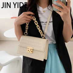 Thick Chain Crossbody Bag Leather Satchel Purse