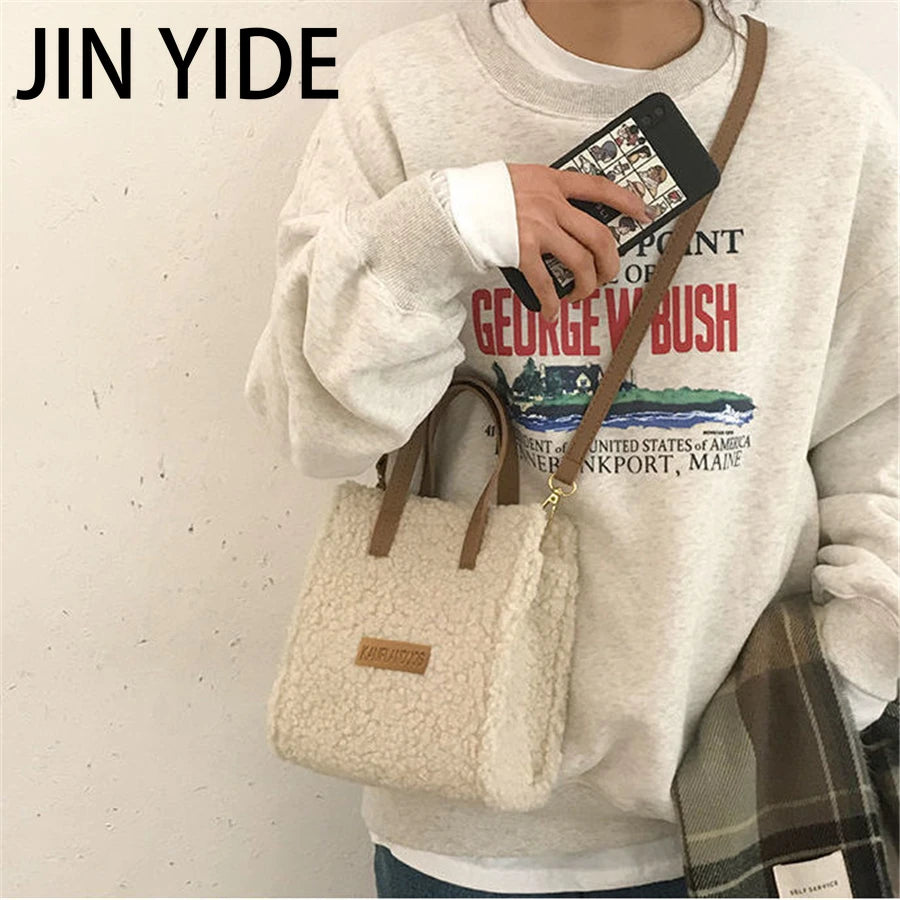 Women Winter Shoulder Bag Wool Warm Soft Autumn Ins Square Cross-body