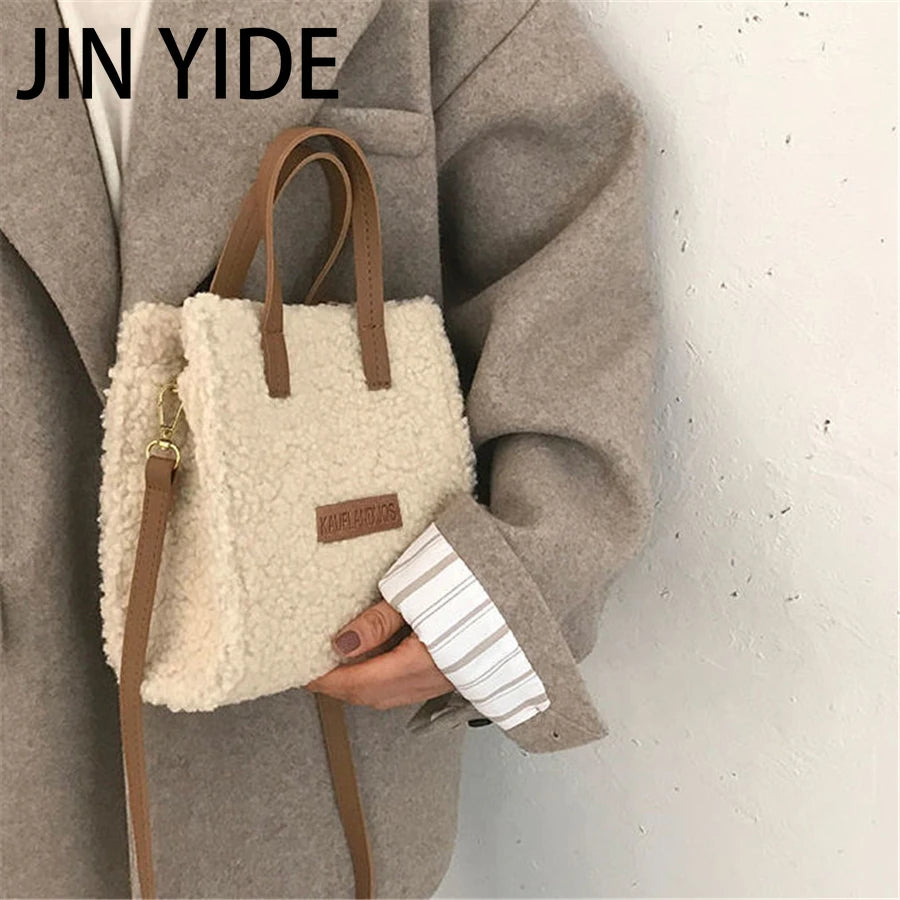 Women Winter Shoulder Bag Wool Warm Soft Autumn Ins Square Cross-body
