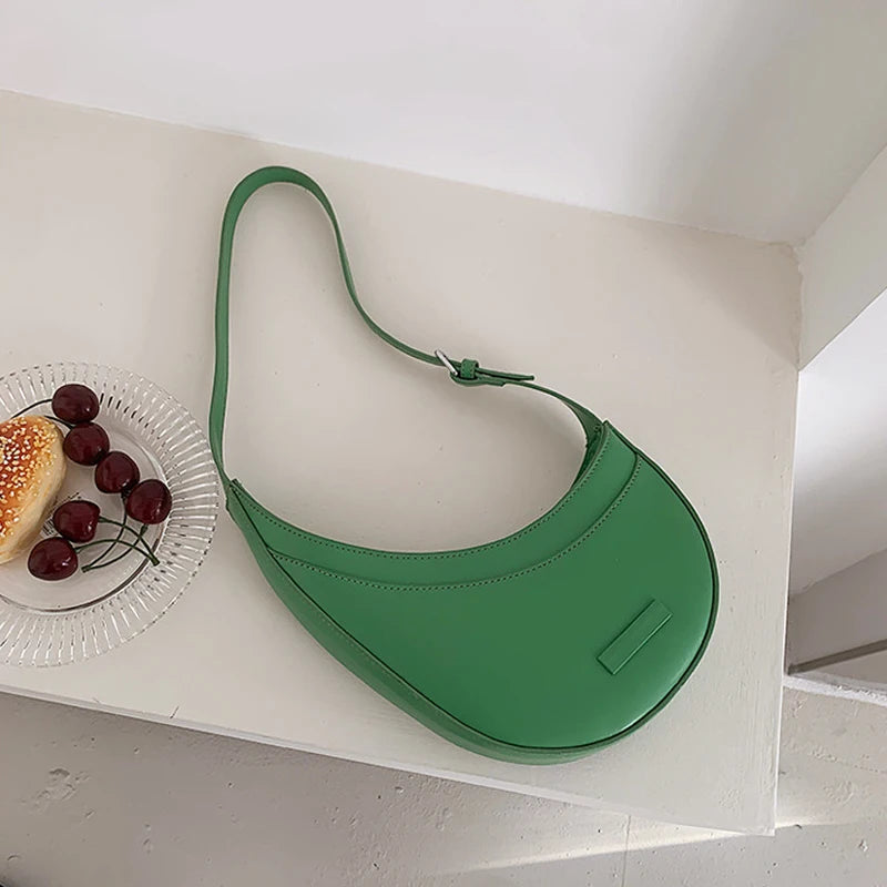 Women Shoulder Bag PU Leather Purse Handbag Shopper Summer Crescent Bag