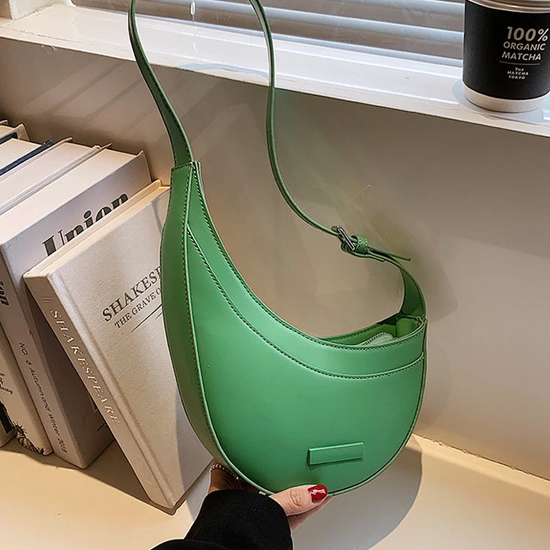 Women Shoulder Bag PU Leather Purse Handbag Shopper Summer Crescent Bag
